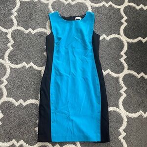 Elegant Blue and Black Sleeveless Dress